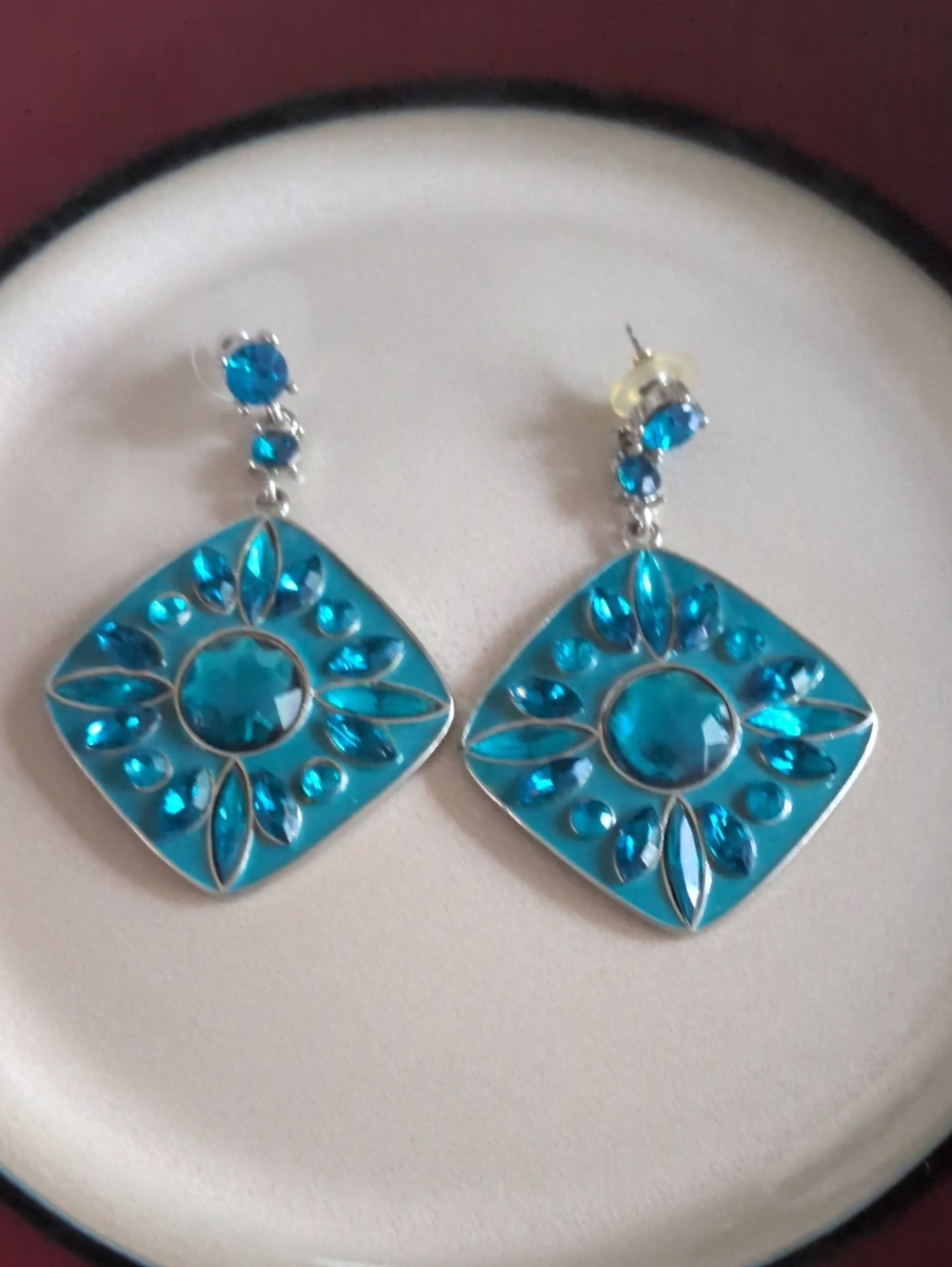 Blue Vintage Crystal Drop Earrings - Women Jewelry